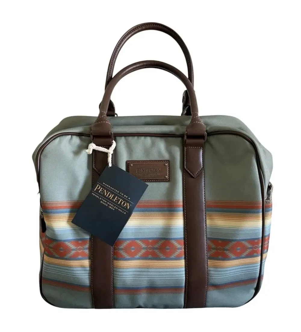 Pendleton Weekender Travel Bag Southwest Gray Mist/Aqua Print Strap Luggage NWT